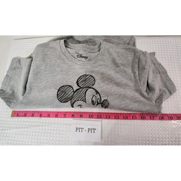 DISNEY WOMANS XL 14/16 GRAY TEE MICKEY MOUSE SKETCH ART DRAWING CLASSIC CARTOON - Picture 9 of 10
